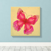 Rosa Vintage Schmetterlingskunst Leinwanddruck (Insitu (Holzboden))