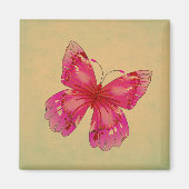 Rosa Vintage Schmetterlingskunst Magnet (Vorne)