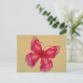 Rosa Vintage Schmetterlingskunst Postkarte (Stehend Vorderseite)