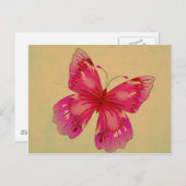 Rosa Vintage Schmetterlingskunst Postkarte (Vorne/Hinten)