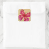 Rosa Vintage Schmetterlingskunst Quadratischer Aufkleber (Tasche)