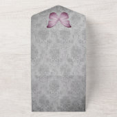 Rosa Vintage Schmetterlingsmaske All In One Einladung (Außenbereich)