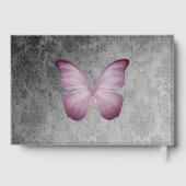 Rosa Vintage Schmetterlingsmaske Gästebuch (Rückseite)