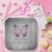 Rosa Vintage Schmetterlingsmaske Pappteller (Party)