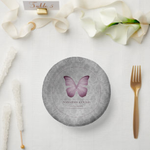 Rosa Vintage Schmetterlingsmaske Pappteller