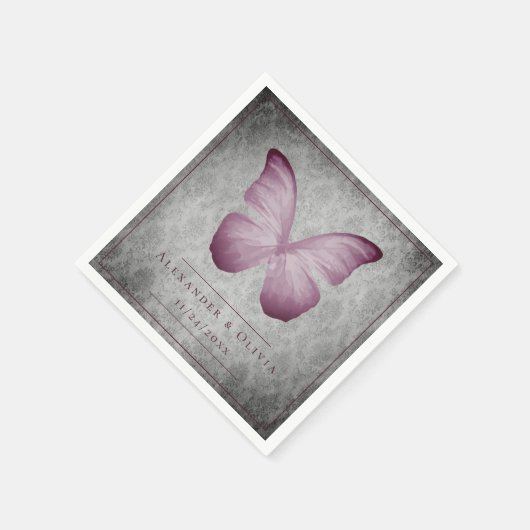 Rosa Vintage Schmetterlingsmaske Serviette (Ecke)