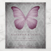 Rosa Vintage Schmetterlingsmaske Weinetikett (Einzelnes Label)