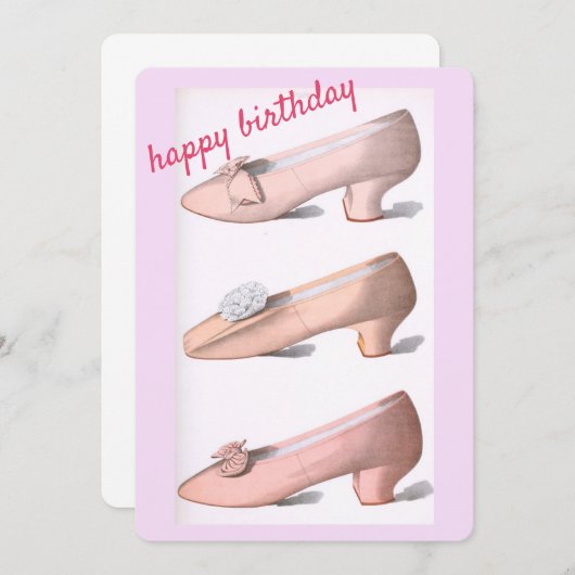 Rosa Vintage Schuhe Geburtstagskarte (Vorne/Hinten)