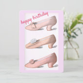 Rosa Vintage Schuhe Geburtstagskarte (Stehend Vorderseite)
