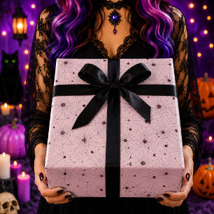 Rosa Vintage-Spinnennetz-Gotik-Spitzenmuster Geschenkpapier