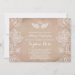 Rosa Vintage Spitze Religiöse Einladung
