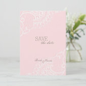Rosa Vintage Spitzenhochzeit retten Datum Save The Date (Stehend Vorderseite)