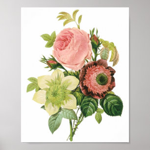 Rosa Vintage-Sträuße Poster