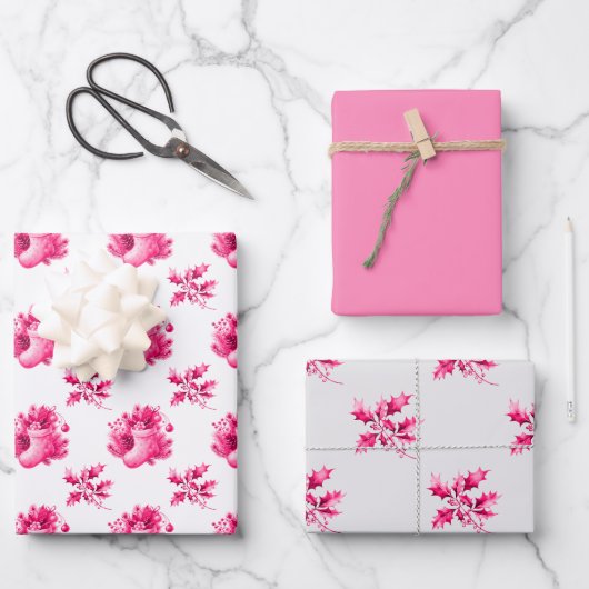 Rosa Vintage-Strümpfe Geschenkpapier Set (Vorderseite)
