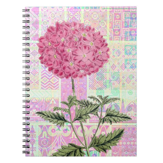 Rosa Vintage Style Hydrangea-Puff-Journal Notizblock (Vorderseite)