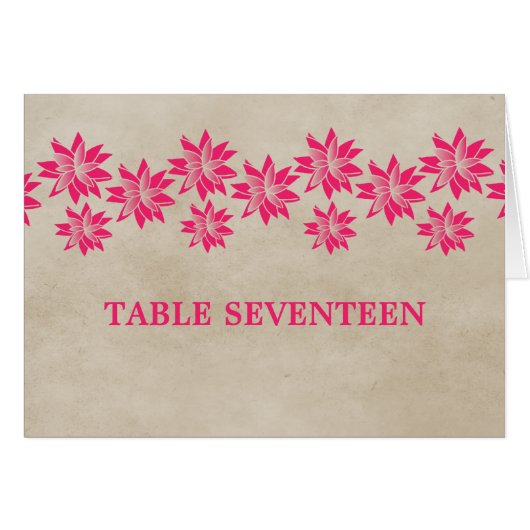 Rosa Vintage Tischnummer Karte (Vorderseite (Horizontal))