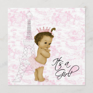 Rosa Vintage Toile Paris Baby-Girl-Baby-Party Einladung