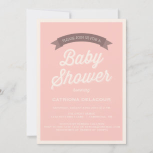 Rosa Vintage-Typografie-Baby-Party Einladung