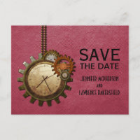 Rosa Vintage-Uhr Save-the-Date-Postkarte