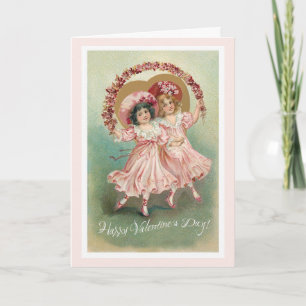 Rosa Vintage Valentinstag Freundschaftskarte Feiertagskarte
