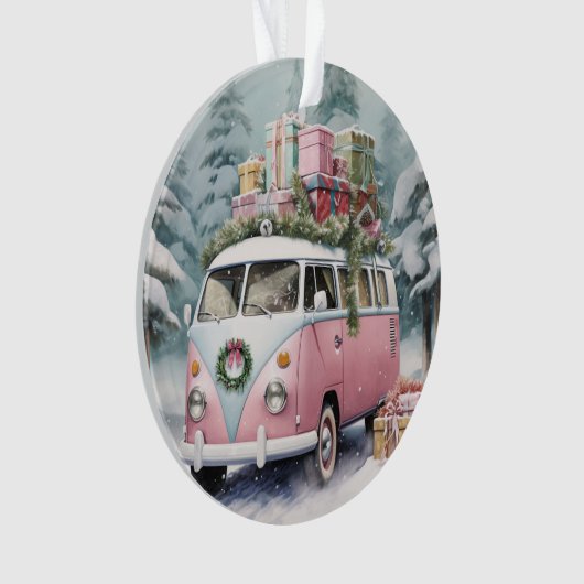 Rosa Vintage Vanagon Ornament (Vorderseite)