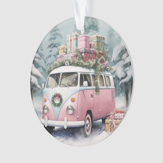Rosa Vintage Vanagon Ornament (Vorderseite)