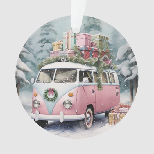 Rosa Vintage Vanagon Ornament (Vorderseite)