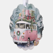 Rosa Vintage Vanagon Ornament Karte (Links)