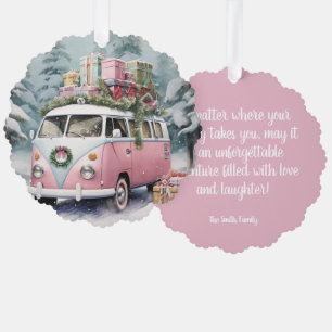 Rosa Vintage Vanagon Ornament Karte