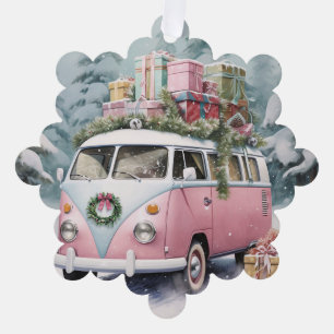 Rosa Vintage Vanagon Ornament Karte