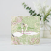 Rosa Vintage Verlobung Einladung (Stehend Vorderseite)