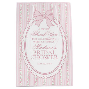 Rosa Vintage-verschlungene Blumen Hochzeitsdusche- Mittlere Geschenktüte
