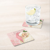 Rosa Vintage Viktorianische Santa Claus-Rose Rechteckiger Pappuntersetzer (Vor Ort)