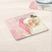 Rosa Vintage Viktorianische Santa Claus-Rose Rechteckiger Pappuntersetzer (angewinkelt)