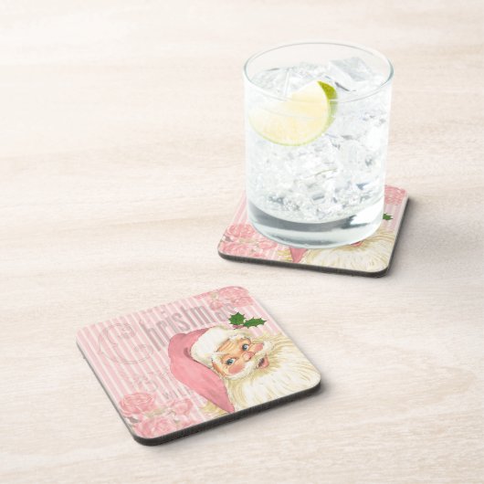 Rosa Vintage viktorianische schäbige Rosen Untersetzer (Rechte Seite)