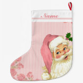 Rosa Vintage viktorianische Weihnachtsmann-Rosen Großer Weihnachtsstrumpf (Rückseite)