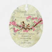 Rosa Vintage Vogelarten Trauzeugin Ornamente (Vorderseite)