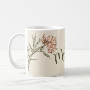 Rosa Vintage-Wasserfarben-Blumen-Personalized Kaffeetasse