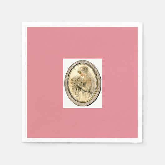 Rosa Vintage Wedding / Brautparty Napkins Serviette (Vorderseite)