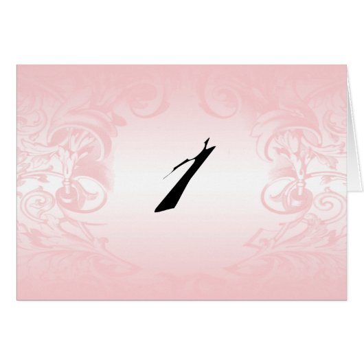 Rosa Vintage Wedding mit BlumenTischnummer (Vorderseite (Horizontal))