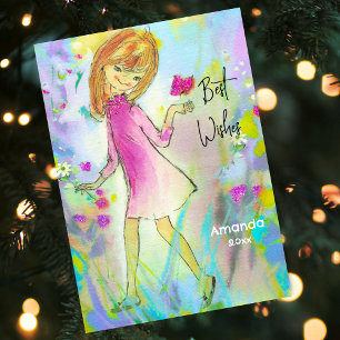 Rosa Vintage-Weihnachten Neujahr Feiertagskarte