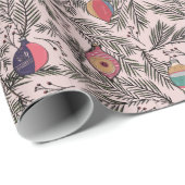 Rosa Vintage Weihnachtsschmuck, Pine, Berries Geschenkpapier (Rolleneckpunkt)