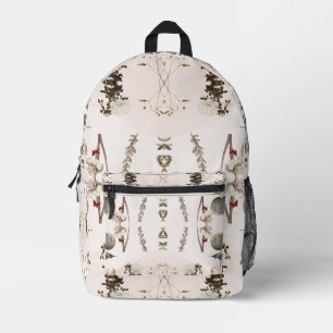 Rosa Vintage Whimsical Botanisch Bedruckter Rucksack
