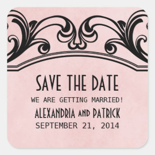 Rosa Vintage Wirbel Save the Date Stickers