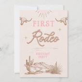 Rosa Vintage Wüste Erste Rodeo 1. Geburtstag Einladung (Rückseite)