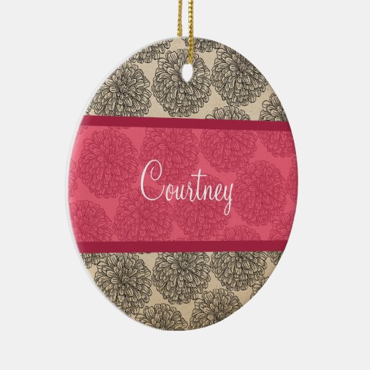 Rosa Vintage Zinnia Ornament (Rechts)