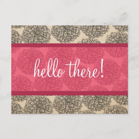 Rosa Vintage Zinnia Postkarte (Vorderseite)