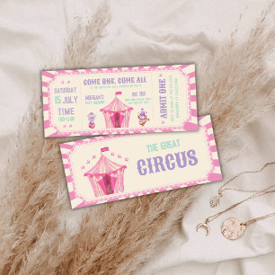 Rosa Vintage-Zirkusticket Karneval Baby Shower Einladung