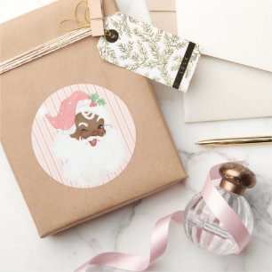 Rosa Vintage zwinkernd Weihnachtsmann Weihnachten Runder Aufkleber