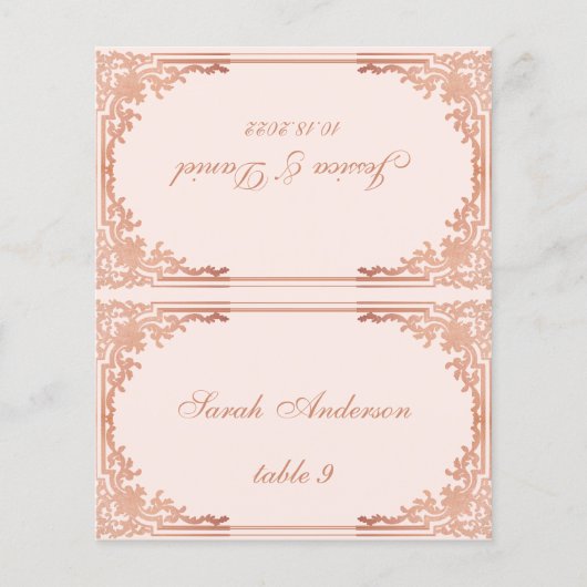 Rosa Vintager Gast Name Wedding Platzkarte (Vorderseite)